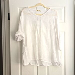 Camille & Co size M white linen top